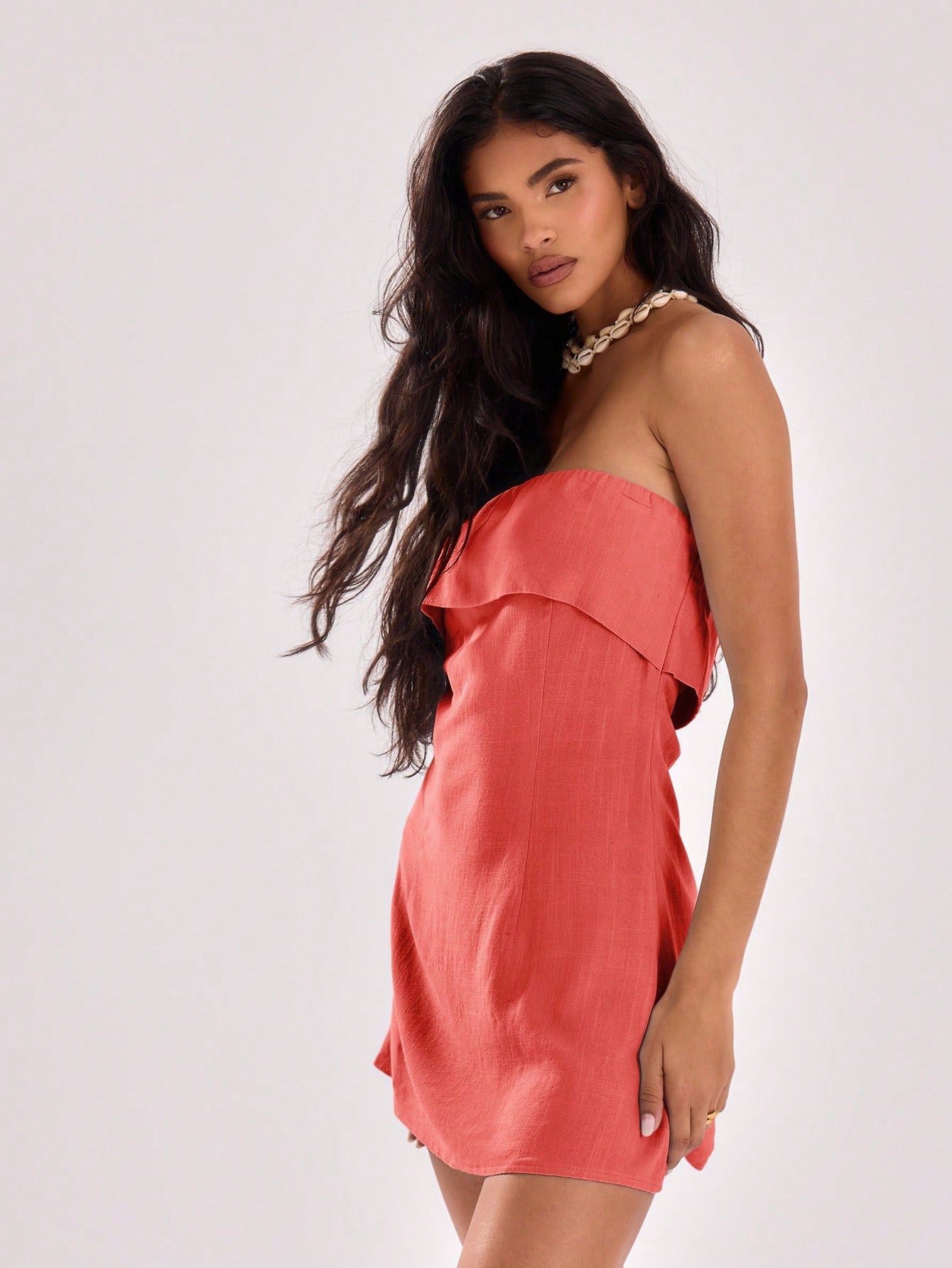 MUSERA Coral Pink Summer Casual Holiday Vacation Holiday Seam Detail Swing Dress,Elegant Wedding Guest Graduation Beach Festival Party Date Night