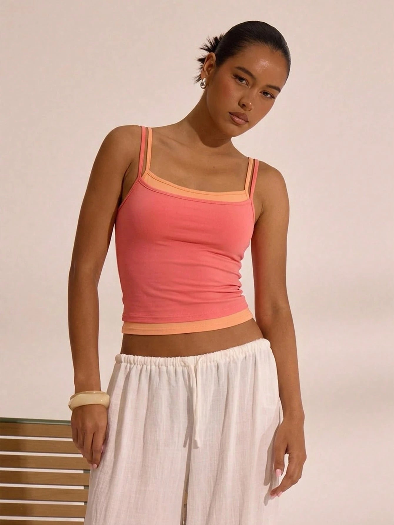 MUSERA Double Layer Strappy Square Neck Cami Top Spring Summer Holiday Vacation Airport Boho Ibiza Elegant Cute Y2K Festival Casual