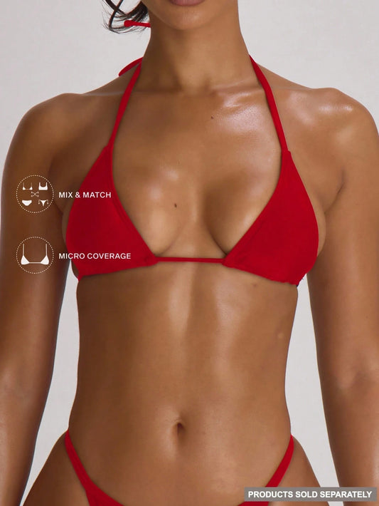 Musera Resort Micro Triangle Halterneck Tie Bikini Top Swim Vacation Holiday Summer Travel Beachwear Basics Solid Colour Swimwear Resort Core