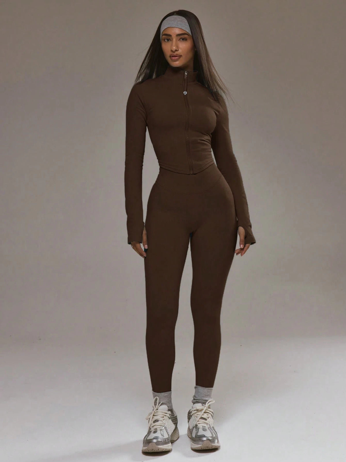 Musera Sport Dipped Hem Zip Through Seamless BBL Jacket Co-Ord Top Only Padel Autumn Fall Winter Activewear Sport Gym Workout Alloy