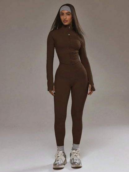 Musera Sport Dipped Hem Zip Through Seamless BBL Jacket Co-Ord Top Only Padel Autumn Fall Winter Activewear Sport Gym Workout Alloy