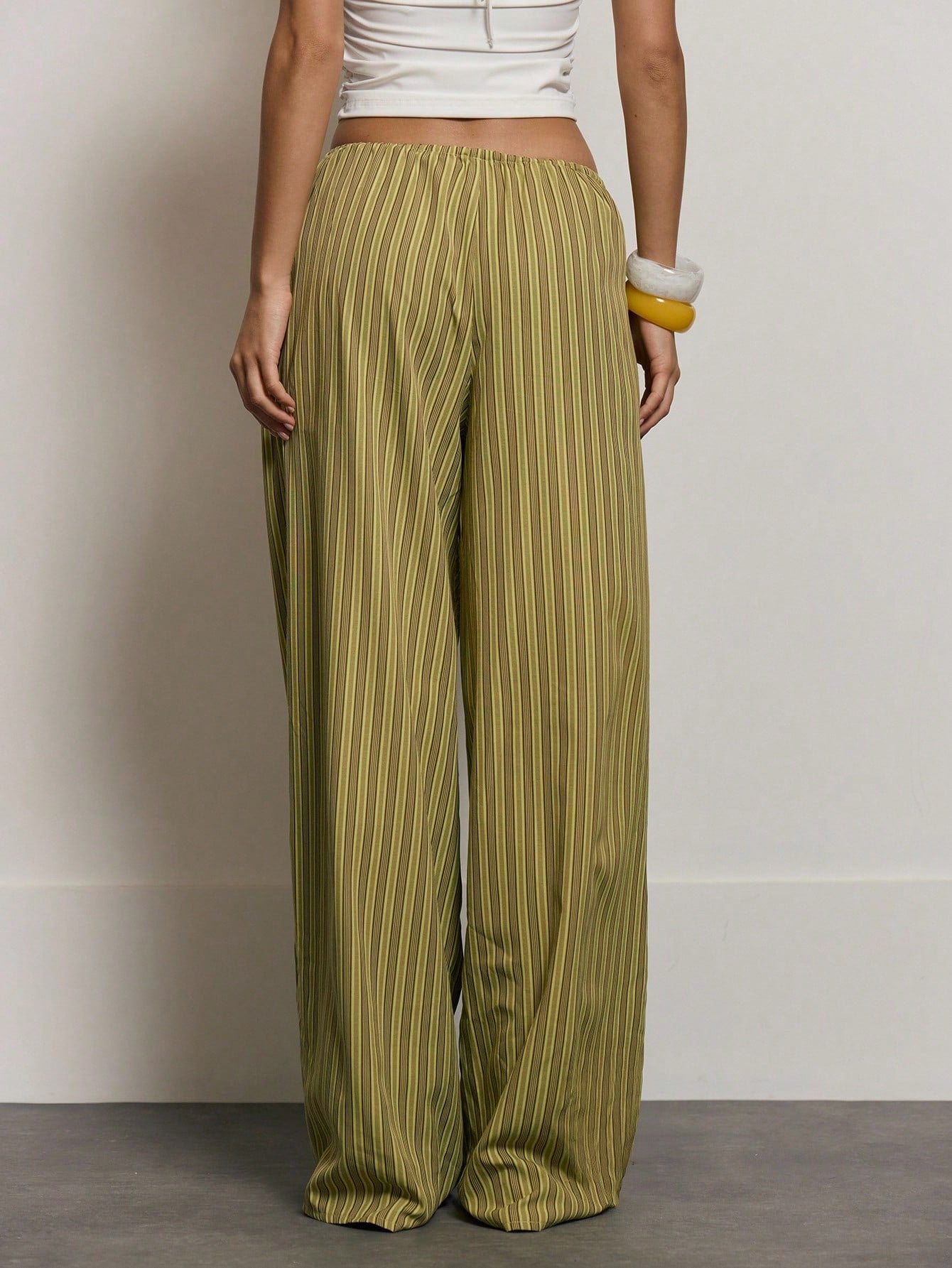 MUSERA Stripe Drawstring Wide Leg Trousers Cute Summer Holiday Vacation Casual Elegant Beach Linen Style Trousers Collective Office Attire For Women Office Wear Women Spring Pants