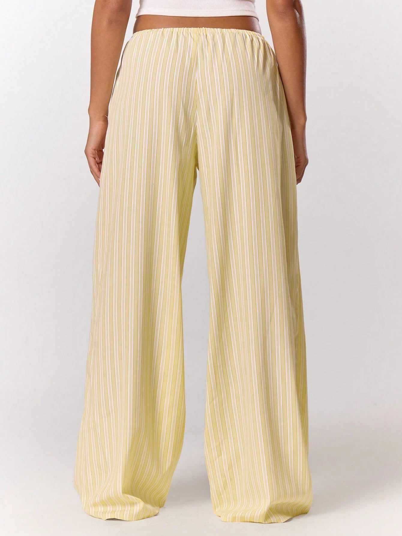 MUSERA Stripe Drawstring Wide Leg Trousers Cute Summer Holiday Vacation Casual Elegant Beach Linen Style Trousers Collective Office Attire For Women Office Wear Women Spring Pants