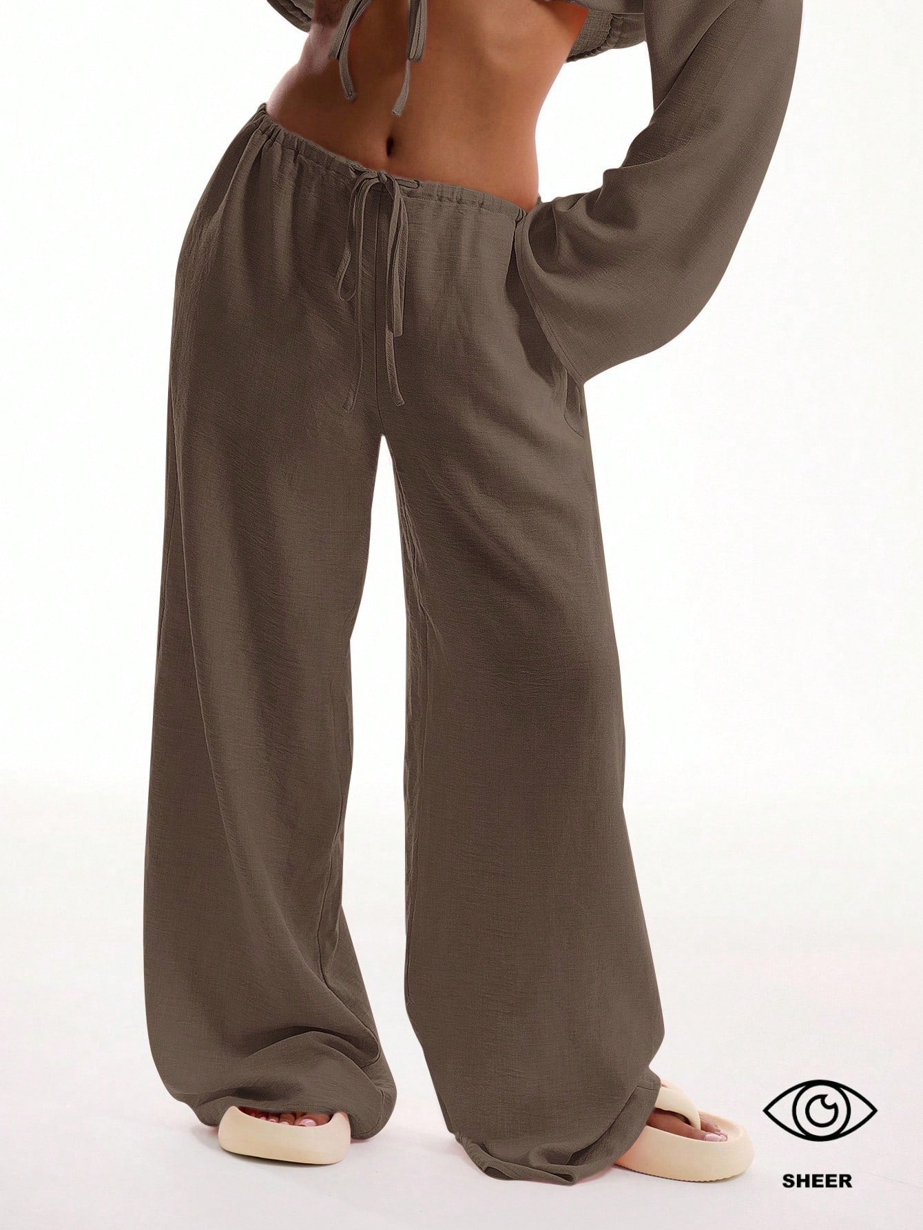 MUSERA Tie Front Linen Feel Beach Trousers Elegant Summer Vacation Sun Casual Boho Airport Casual Office Work Cute Party Pants Spring Holiday