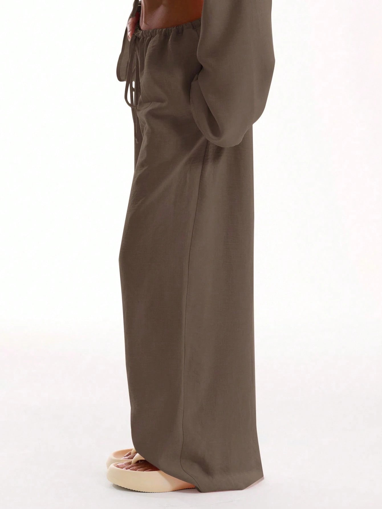 MUSERA Tie Front Linen Feel Beach Trousers Elegant Summer Vacation Sun Casual Boho Airport Casual Office Work Cute Party Pants Spring Holiday