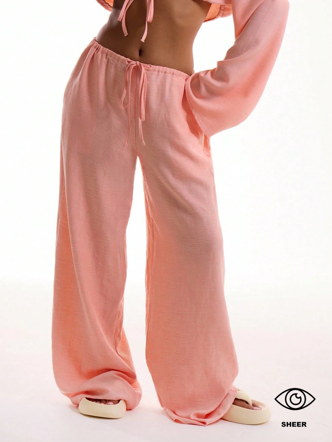 MUSERA Tie Front Linen Feel Beach Trousers Elegant Summer Vacation Sun Casual Boho Airport Casual Office Work Cute Party Pants Spring Holiday