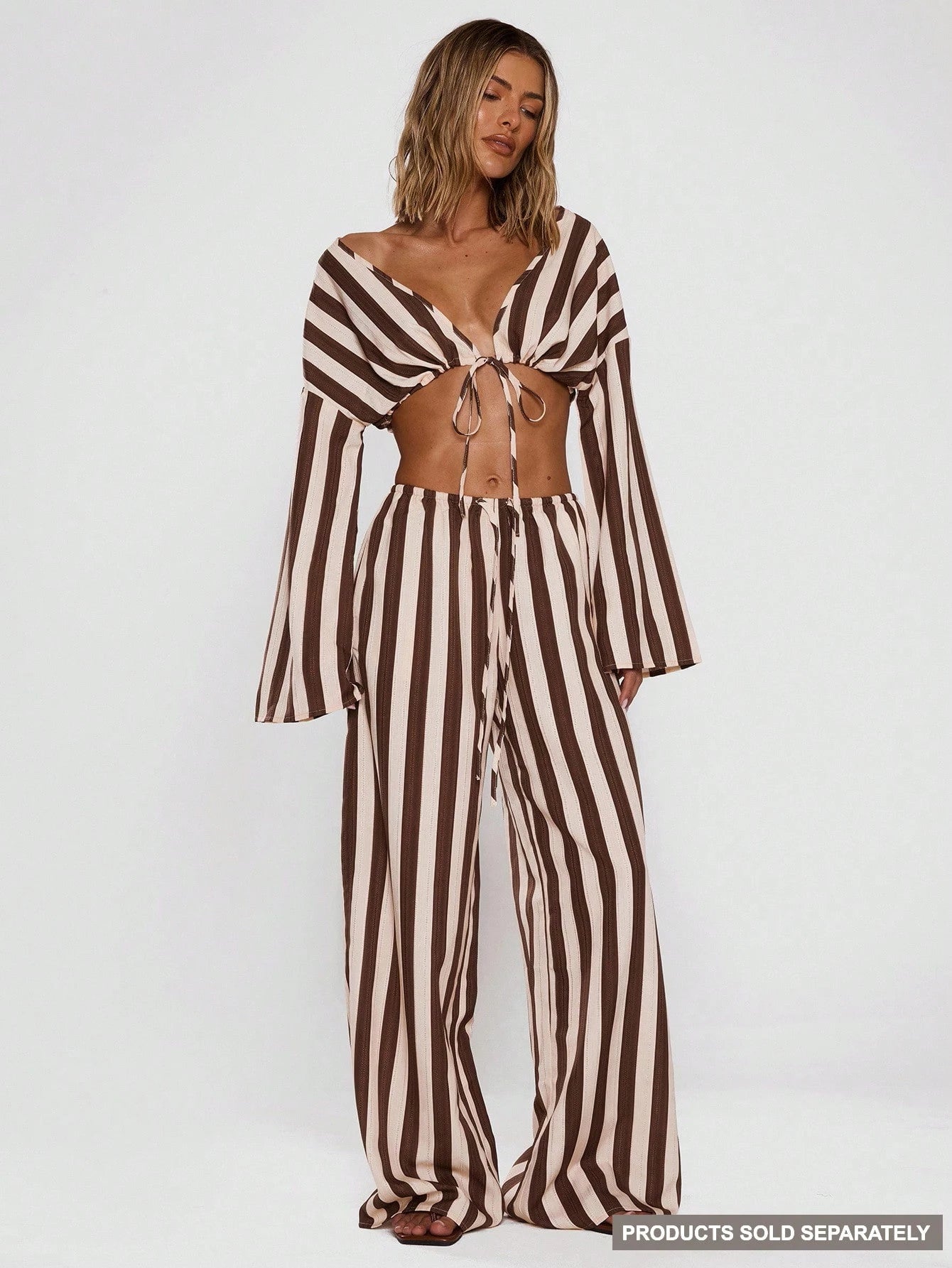 MUSERA Women Pants Wide Leg Stripe Linen Look Trouser Holiday Linen Pant Summer Beach Vacation Party Spring Carnival Casual