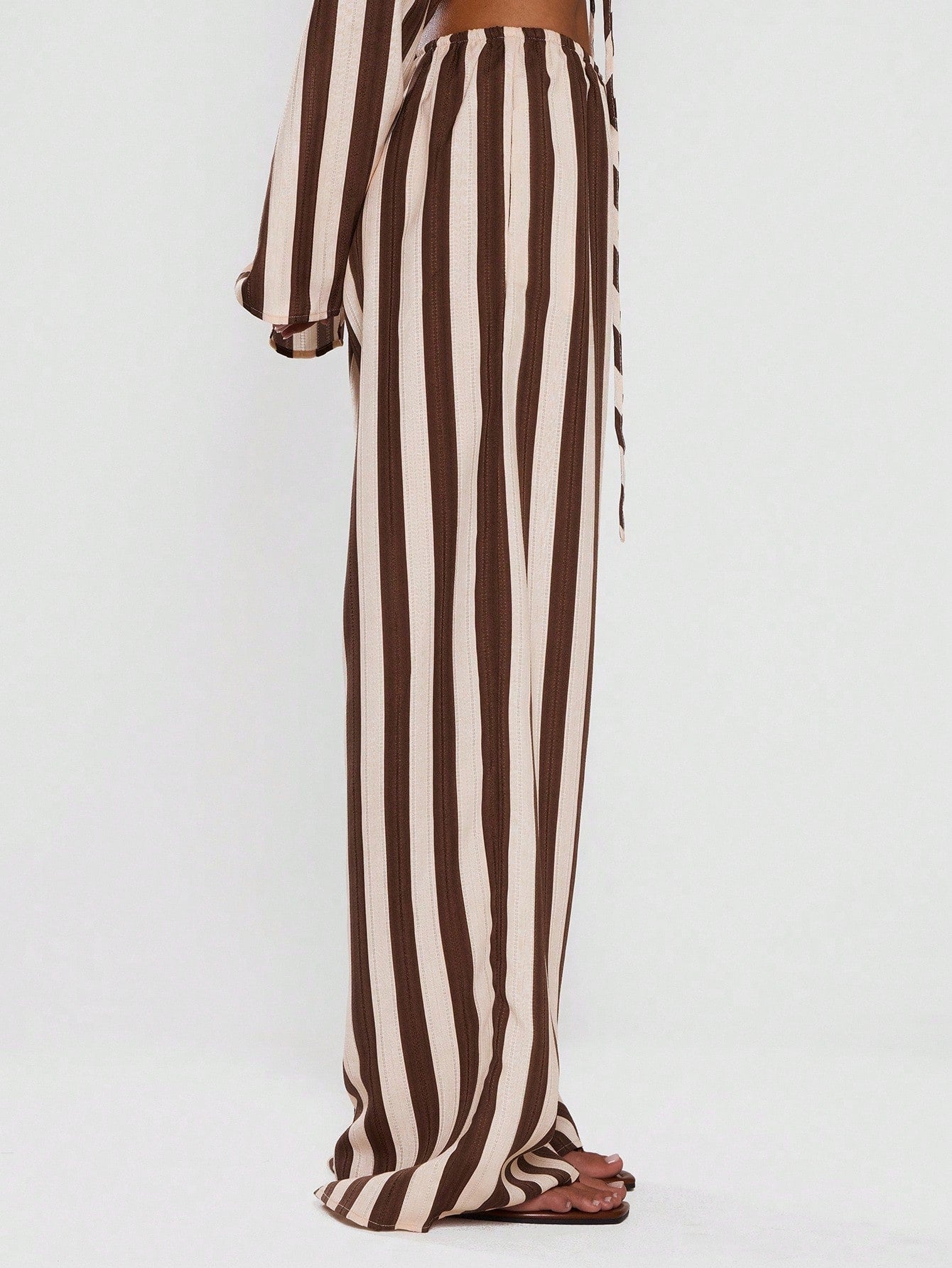 MUSERA Women Pants Wide Leg Stripe Linen Look Trouser Holiday Linen Pant Summer Beach Vacation Party Spring Carnival Casual