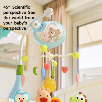 Musical Baby Crib Mobile 360° Rotating Bed Bell With Cute Animal Teether Rattles, Lullaby Music Box Newborn Crib Hanging Toy