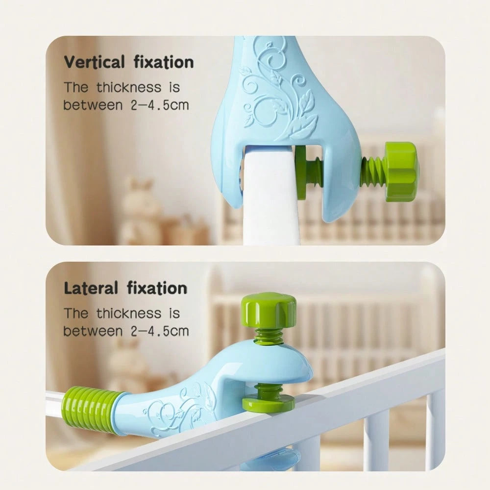 Musical Baby Crib Mobile 360° Rotating Bed Bell With Cute Animal Teether Rattles, Lullaby Music Box Newborn Crib Hanging Toy