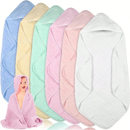 Muslin Hooded Baby Towels, Cotton Newborn Bath Towel Muslin Infant Baby Blankets Absorbent Unisex Newborn Registry Gift Essentials For Girls Boys