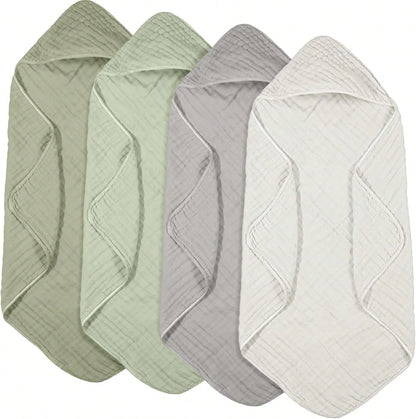 Muslin Hooded Baby Towels, Cotton Newborn Bath Towel Muslin Infant Baby Blankets Absorbent Unisex Newborn Registry Gift Essentials For Girls Boys