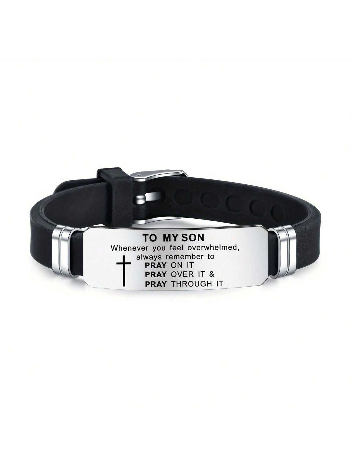 My Son's Inspiring Bracelet, My Son's Prayer Cross Bracelet, Men's Stainless Steel Bracelet, Religious Jewelry, Christmas Gift, Graduation Gift