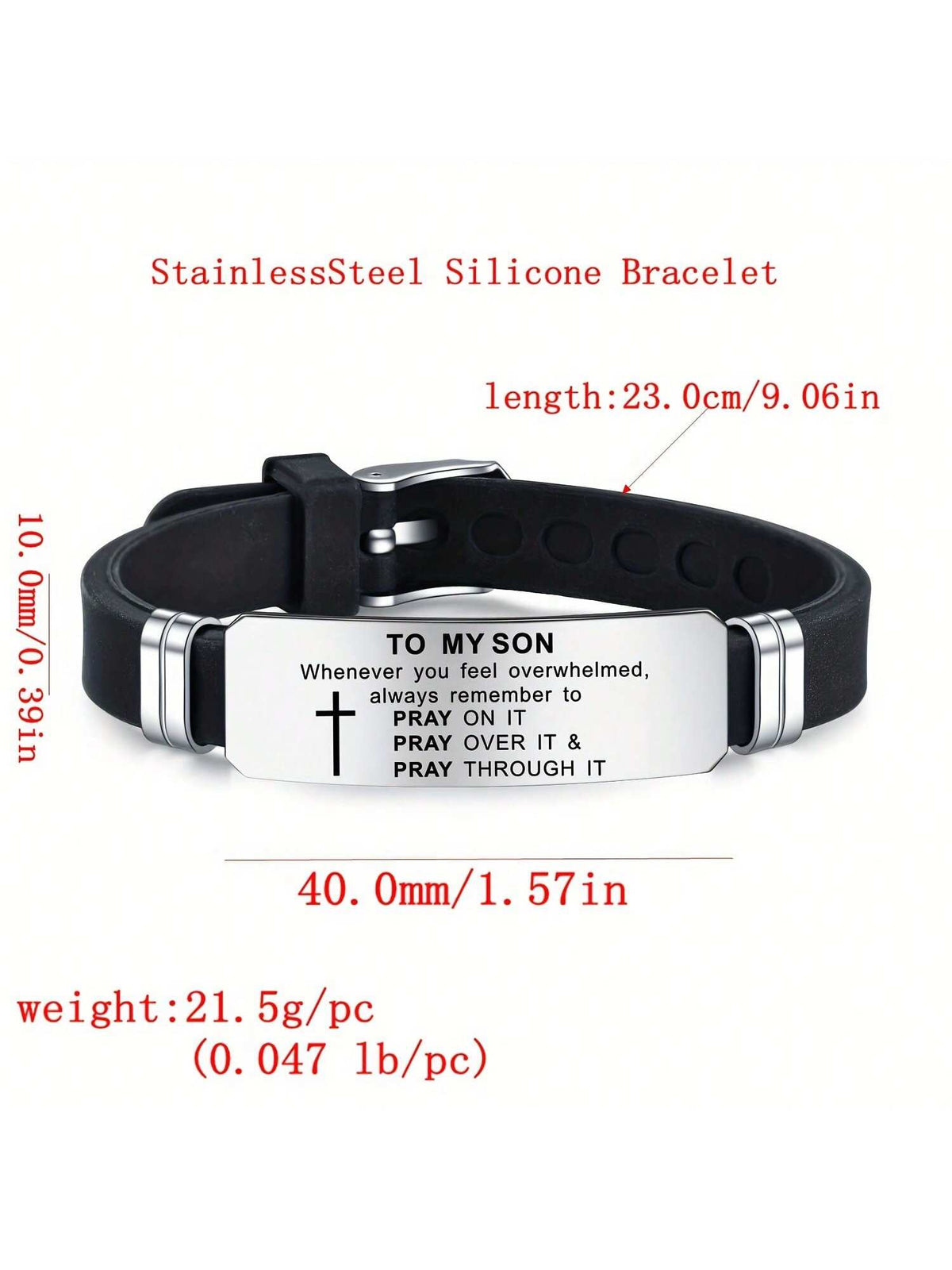My Son's Inspiring Bracelet, My Son's Prayer Cross Bracelet, Men's Stainless Steel Bracelet, Religious Jewelry, Christmas Gift, Graduation Gift