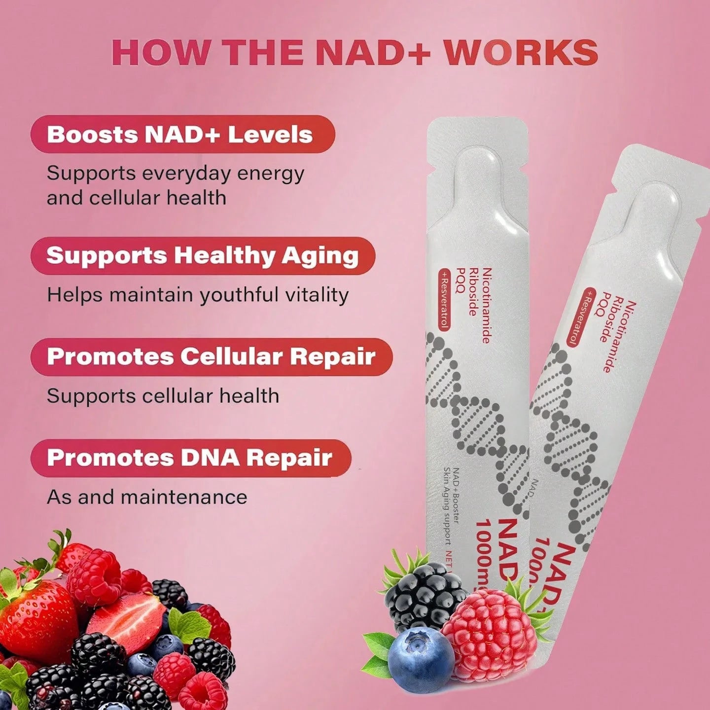 NAD+ Booster Antioxidant Energy Drink OEM ODM Private Label GMP NAD Oral Liquid Supplement 300g For Adults