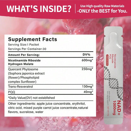 NAD+ Booster Antioxidant Energy Drink OEM ODM Private Label GMP NAD Oral Liquid Supplement 300g For Adults