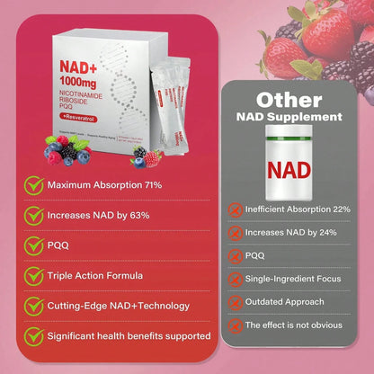 NAD+ Booster Antioxidant Energy Drink OEM ODM Private Label GMP NAD Oral Liquid Supplement 300g For Adults