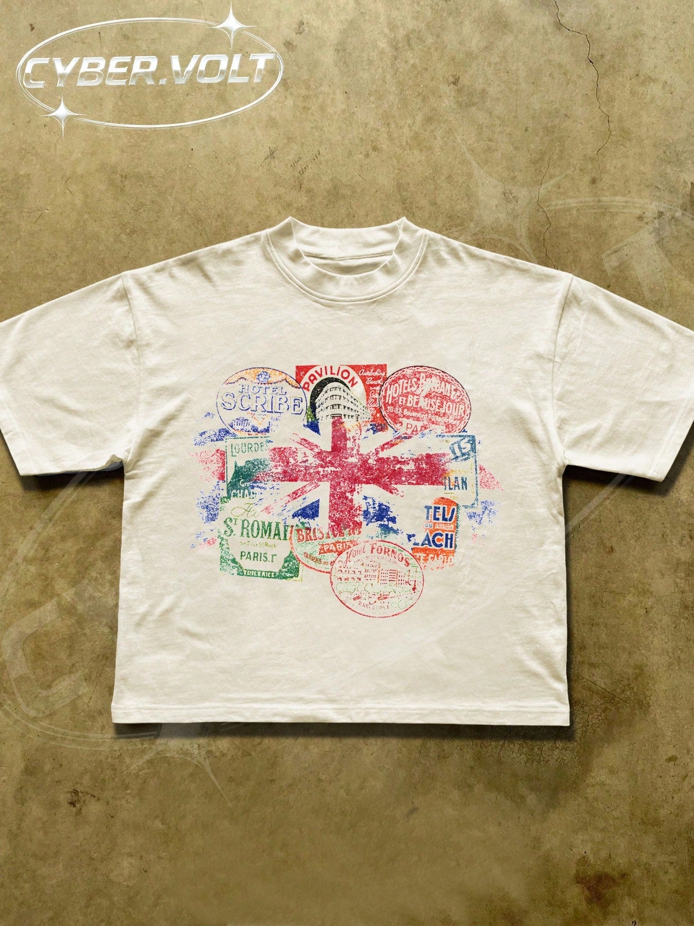 National Flag Print T-Shirt, 180g 100% Cotton, Retro Style, Manfinity Y2K Print, Summer Street Style T-Shirt, Suitable For Both Men And Women.