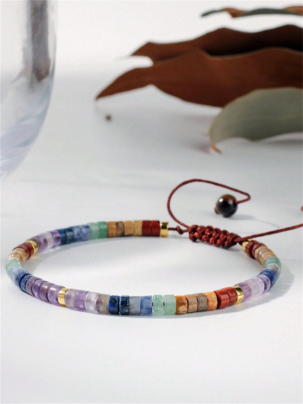 Natural Semi-Precious Gemstone Chakra Stone Crystal Yoga Bracelet, Healing Bracelet 7 Chakras Relieve Anxiety Suitable For Men's And Women's Bracelet Gift