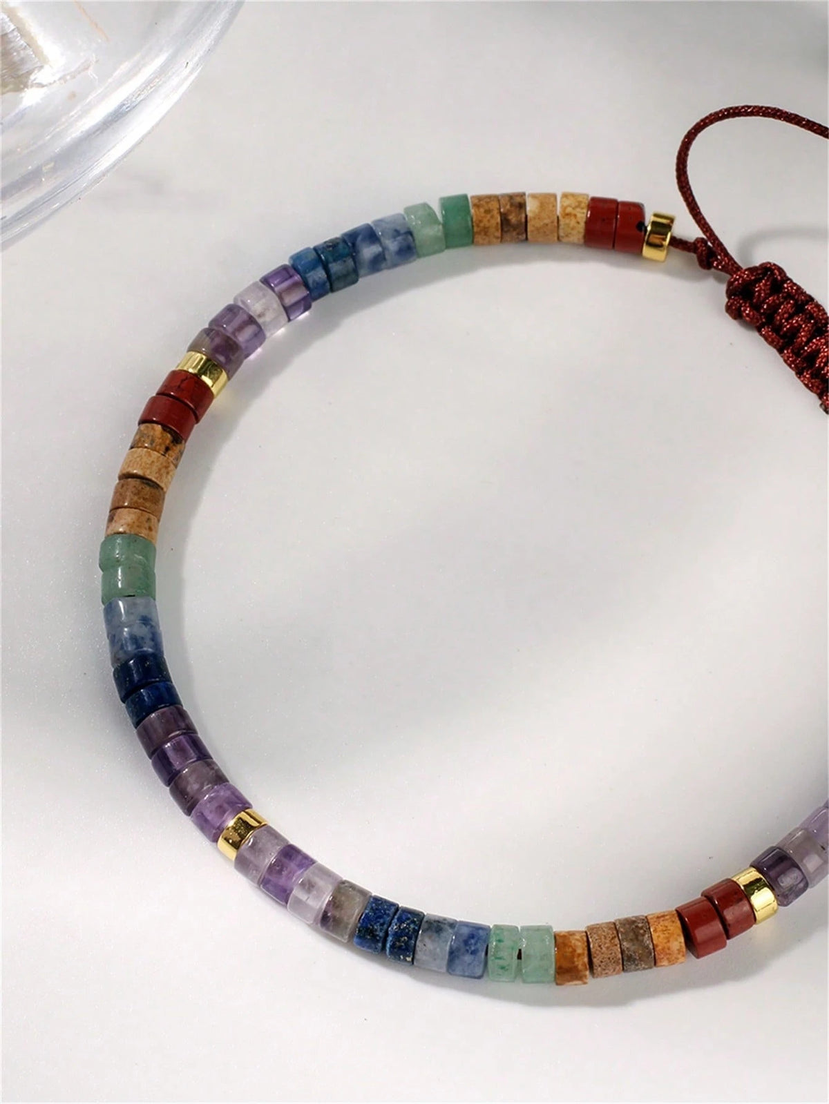 Natural Semi-Precious Gemstone Chakra Stone Crystal Yoga Bracelet, Healing Bracelet 7 Chakras Relieve Anxiety Suitable For Men's And Women's Bracelet Gift