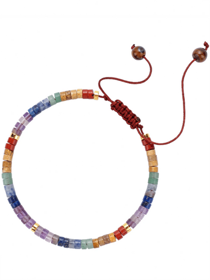 Natural Semi-Precious Gemstone Chakra Stone Crystal Yoga Bracelet, Healing Bracelet 7 Chakras Relieve Anxiety Suitable For Men's And Women's Bracelet Gift