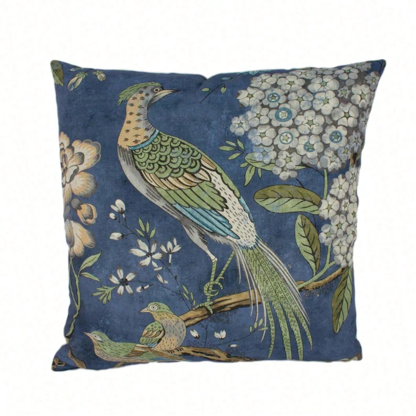 Navy- Antique Avant Garde Bird Designer Cushion Cover- Luxury Throw Pillow Cover- Home Decor