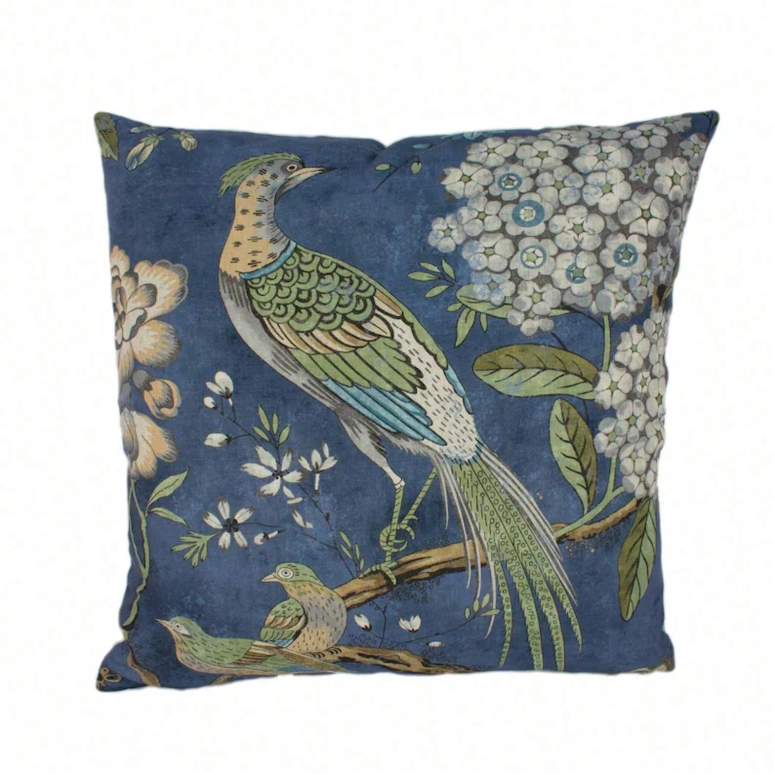 Navy- Antique Avant Garde Bird Designer Cushion Cover- Luxury Throw Pillow Cover- Home Decor