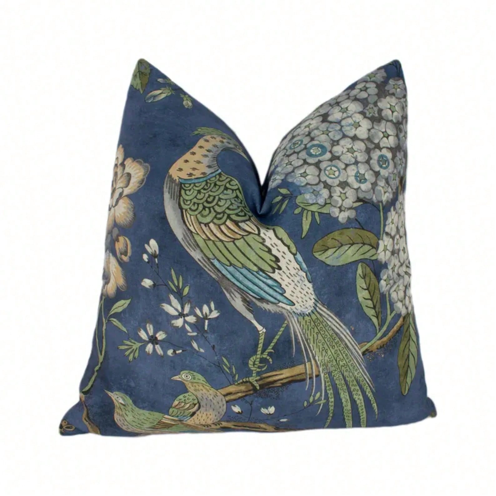 Navy- Antique Avant Garde Bird Designer Cushion Cover- Luxury Throw Pillow Cover- Home Decor