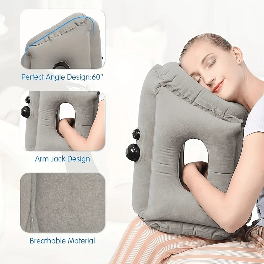 Neck Support Pillow, Inflatable Travel Pillow, Inflatable Neck Pillow Suitable For Sleep, Supporting The Head, Neck, And Lumbar Spine. Suitable For Airplanes, Cars, And RVs. Foldable For Storage, For
