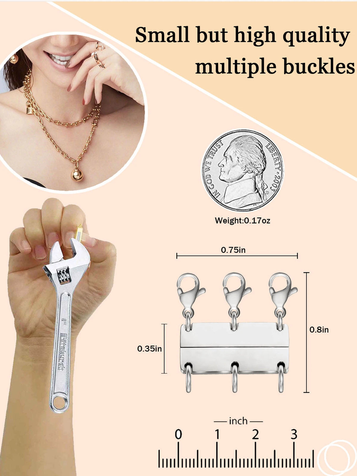 Necklace Stacking Clasp, Multi-Strand Connector Suitable For 2-6 Layers Necklace Separator