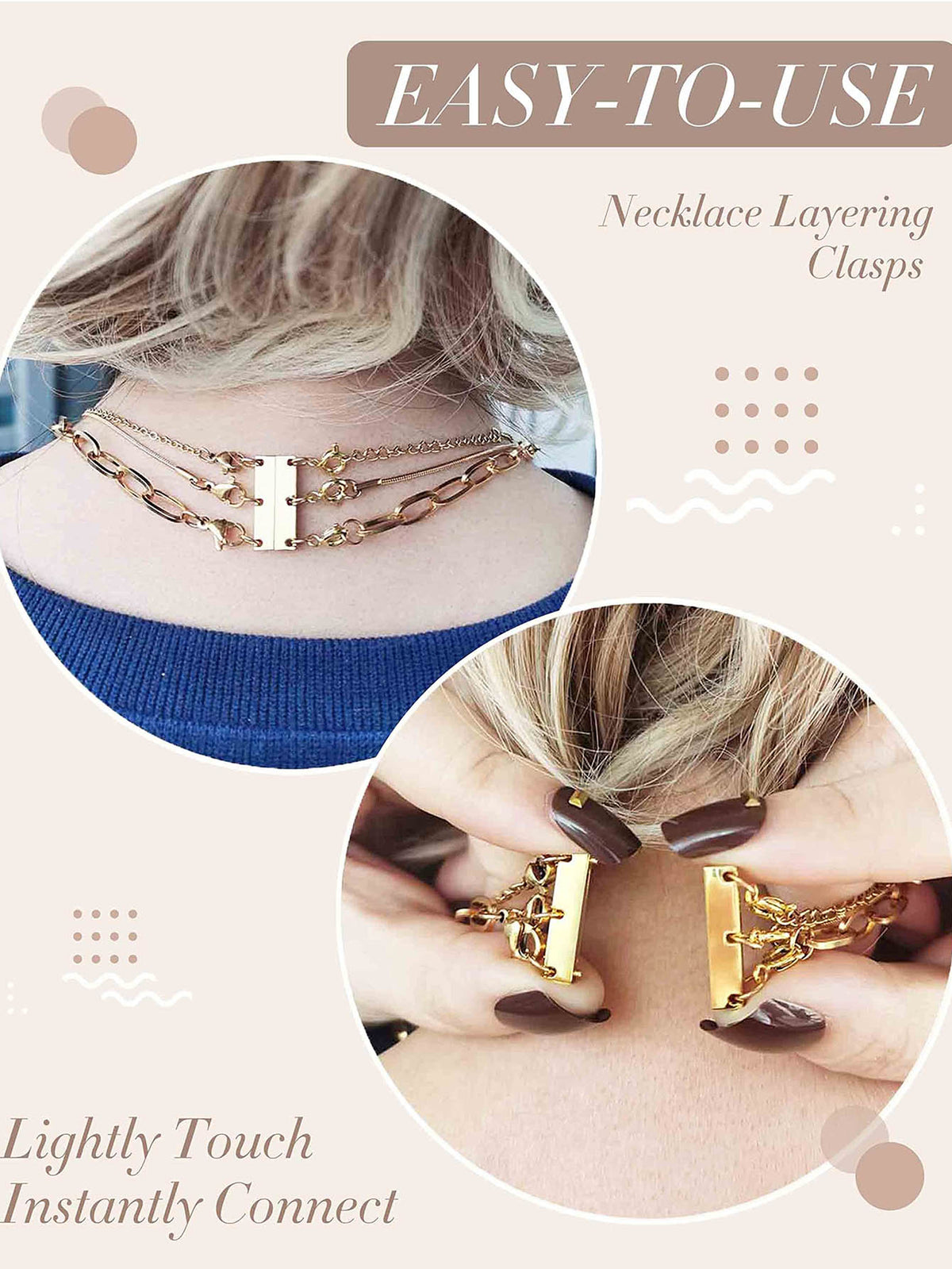 Necklace Stacking Clasp, Multi-Strand Connector Suitable For 2-6 Layers Necklace Separator