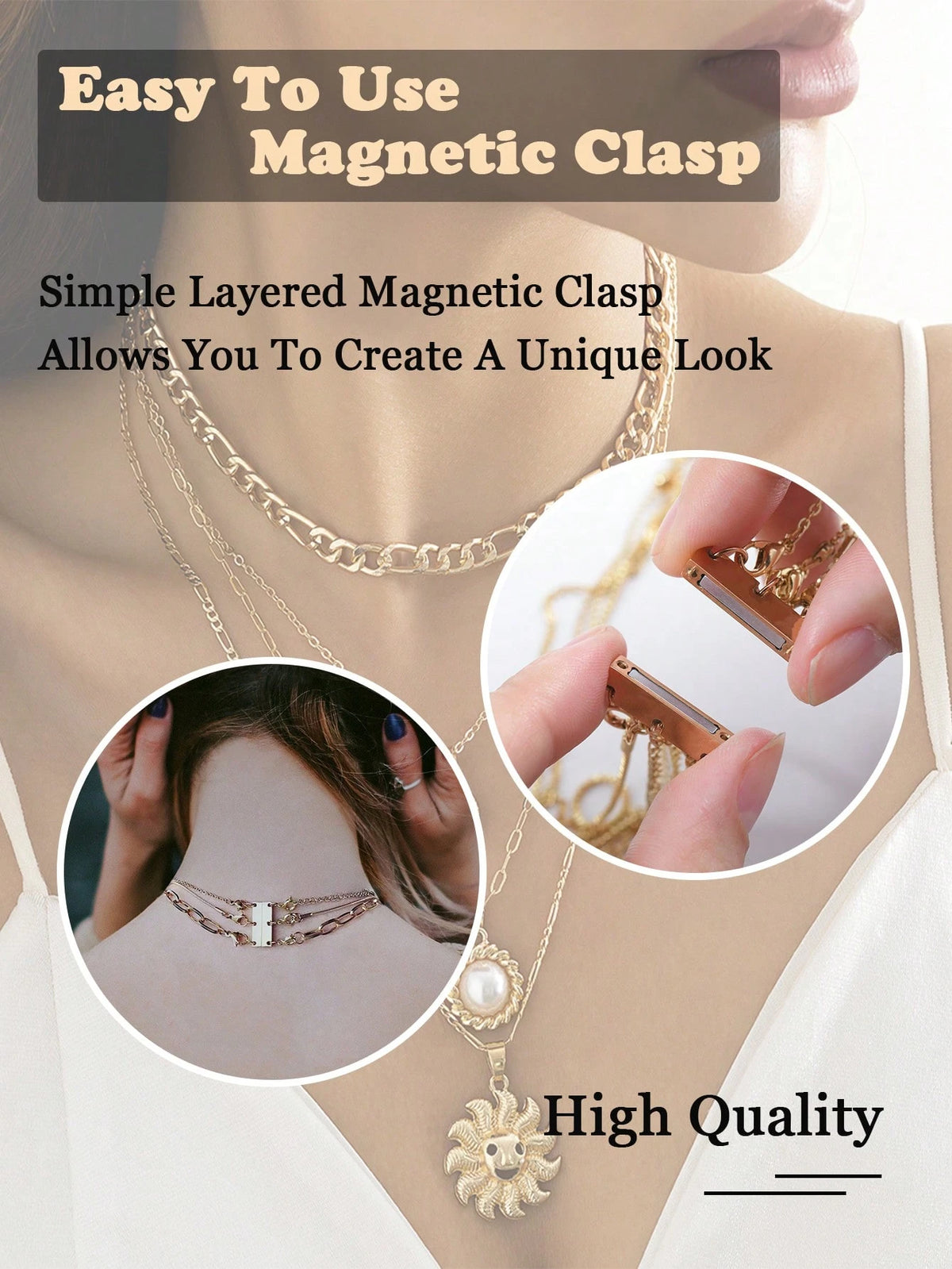 Necklace Stacking Clasp, Multi-Strand Connector Suitable For 2-6 Layers Necklace Separator