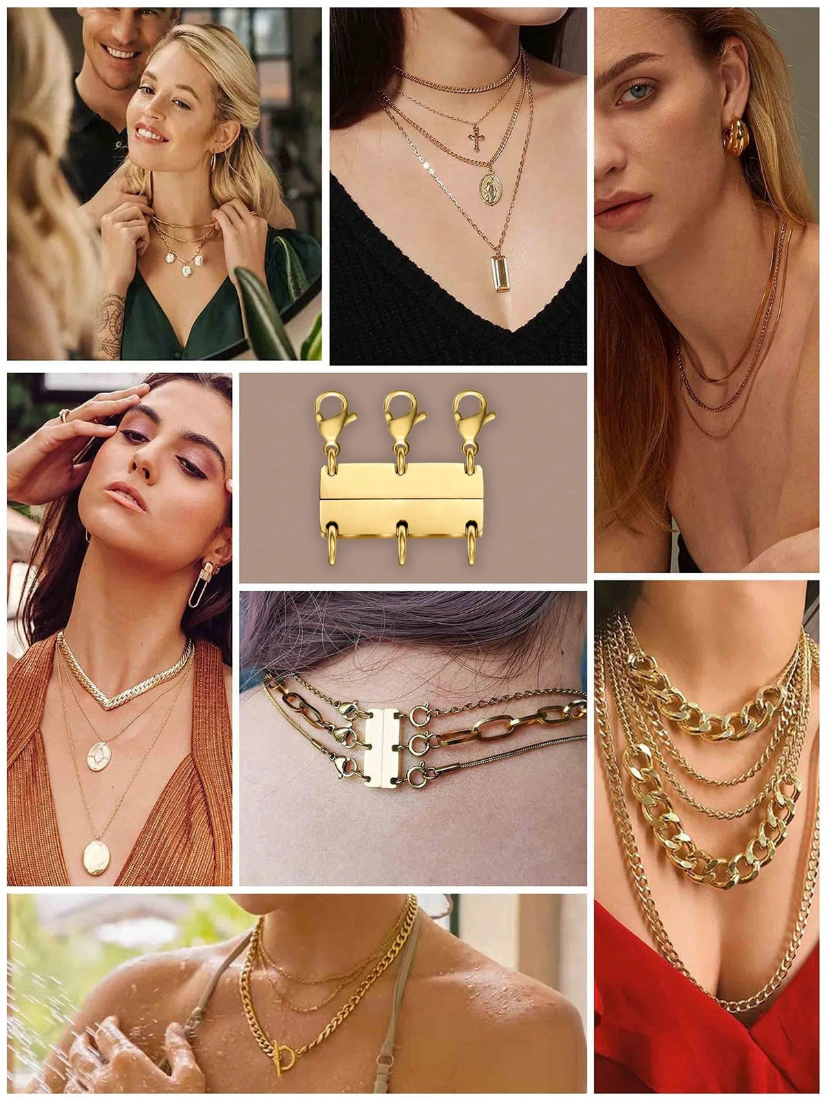 Necklace Stacking Clasp, Multi-Strand Connector Suitable For 2-6 Layers Necklace Separator