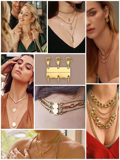 Necklace Stacking Clasp, Multi-Strand Connector Suitable For 2-6 Layers Necklace Separator