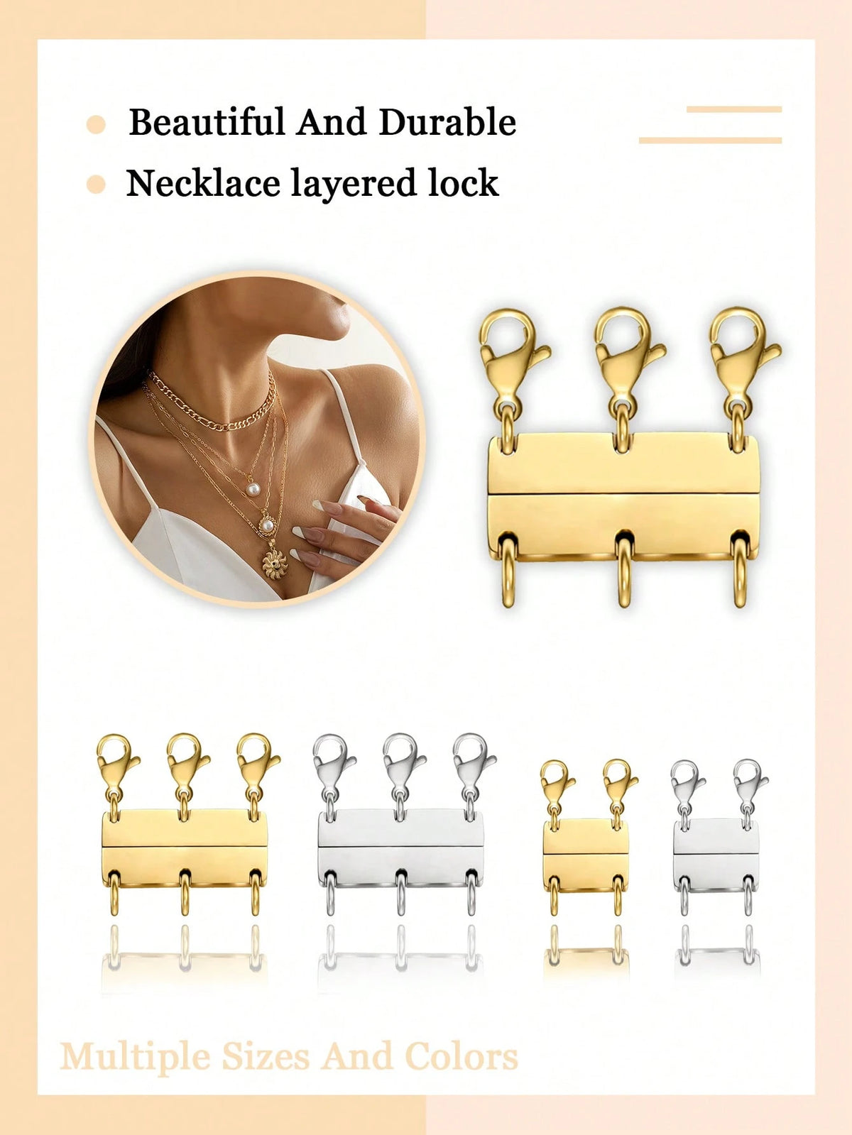 Necklace Stacking Clasp, Multi-Strand Connector Suitable For 2-6 Layers Necklace Separator