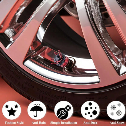 NEW- 4PCS Crown Bling Tire Stem Valve Caps, Crystal Diamond Tire Air Cap Set Universal Copper Core Stem Covers For Cars, SUV, Trucks, Bikes, Motorcycles, Bicycles (Silver & Black)
