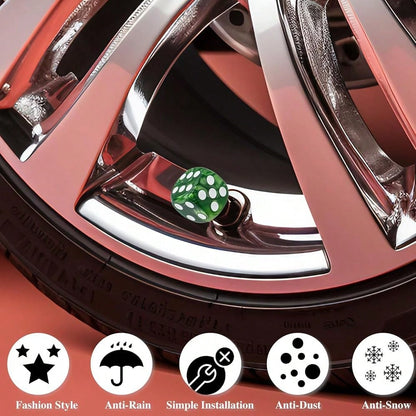 NEW- 4PCS Pearl Pattern Dice Tire Valve Stem Caps, Leak-Proof Air| Light-Weight Universal Tire Valve Stem Covers For Cars, SUV, Trucks, Bikes, Motorcycles, Bicycles(Pink)