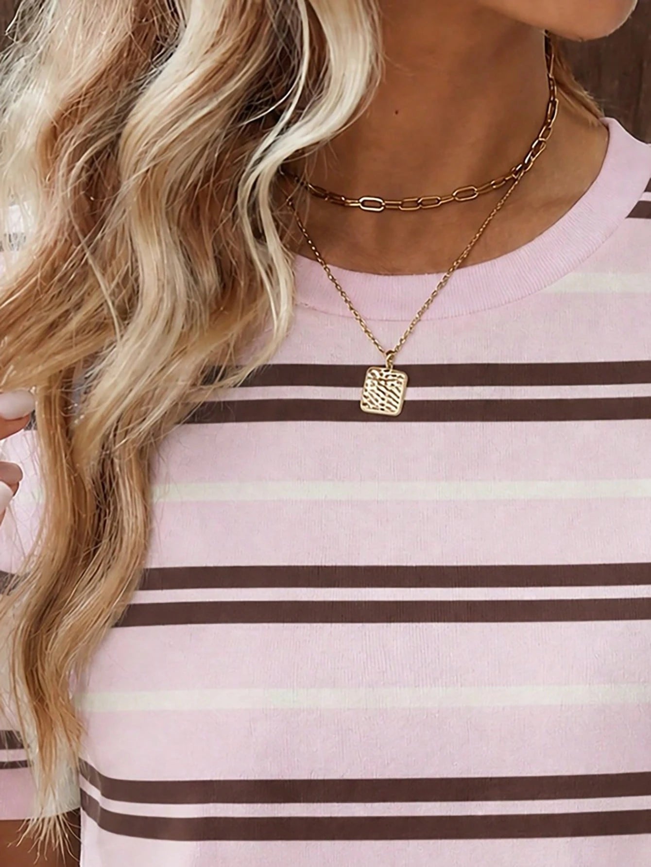 New Arrival Plus Size Women Casual Versatile Striped Puff Sleeve Round Neck T-Shirt