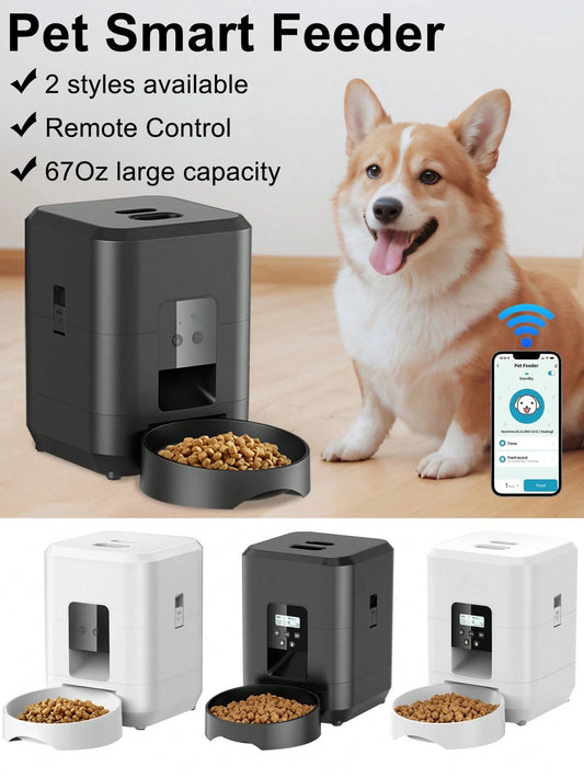 NEW Intelligent Pet Feeder, 67.6 Oz Food Capacity, 0.53 Gallon, Automatic Timed Dog/Cat Feeder With Stainless Steel Bowl, Programmable By Button Or APP/WiFi (Upgraded Model)