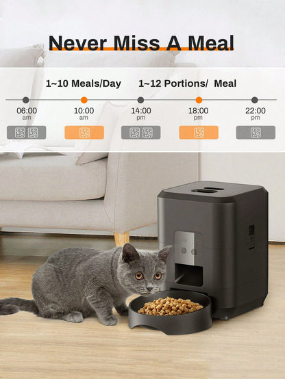 NEW Intelligent Pet Feeder, 67.6 Oz Food Capacity, 0.53 Gallon, Automatic Timed Dog/Cat Feeder With Stainless Steel Bowl, Programmable By Button Or APP/WiFi (Upgraded Model)