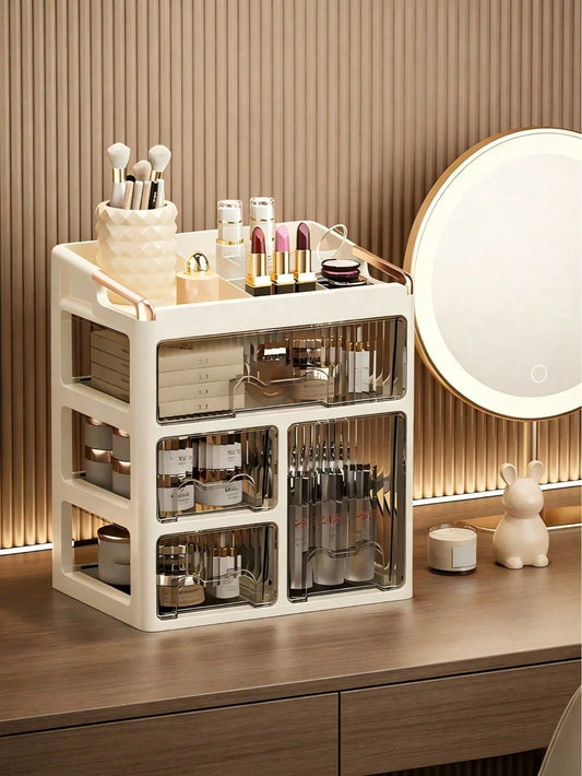 New Makeup Organizer Box, Stylish Vanity Drawer Storage Unit For Skincare, Cosmetics And Beauty Products, Space Saving