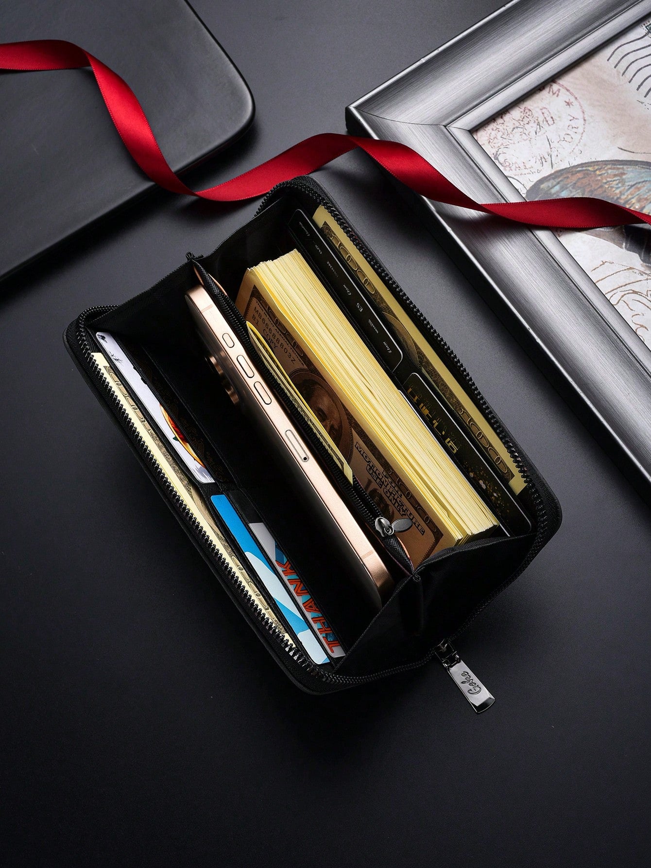 New Men's Long Wallet, Fashionable Men's Zipper Clutch Bag, Large Capacity Multi-Card Slot Wallet