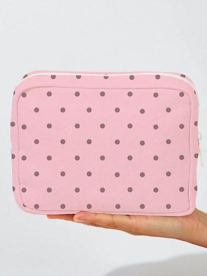 New Polka Dot Makeup Bag, Toiletry Bag, Storage Bag, Large Capacity Cosmetic Storage Bag, Portable Makeup Storage Bag, Cute Travel Toiletry Bag, Home Storage Bag, Soft Material Travel Makeup Bag, Bubb
