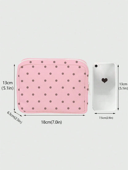 New Polka Dot Makeup Bag, Toiletry Bag, Storage Bag, Large Capacity Cosmetic Storage Bag, Portable Makeup Storage Bag, Cute Travel Toiletry Bag, Home Storage Bag, Soft Material Travel Makeup Bag, Bubb
