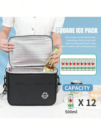 New Portable Insulated Lunch Bag With Shoulder Strap, Waterproof Cold/Heat Retention Design, Suitable For Office Use; Large Capacity Handheld/Shoulder Dual-Use Insulated Bag, Thickened Waterproof Lunc