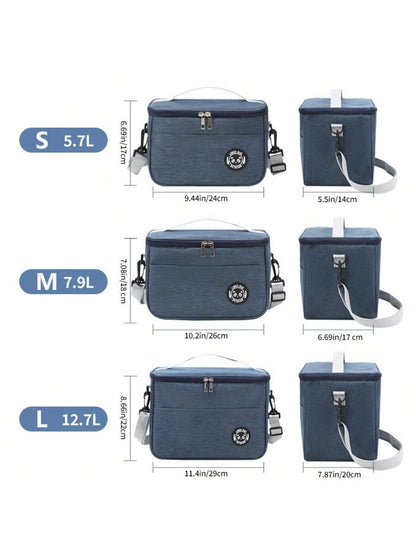 New Portable Insulated Lunch Bag With Shoulder Strap, Waterproof Cold/Heat Retention Design, Suitable For Office Use; Large Capacity Handheld/Shoulder Dual-Use Insulated Bag, Thickened Waterproof Lunc