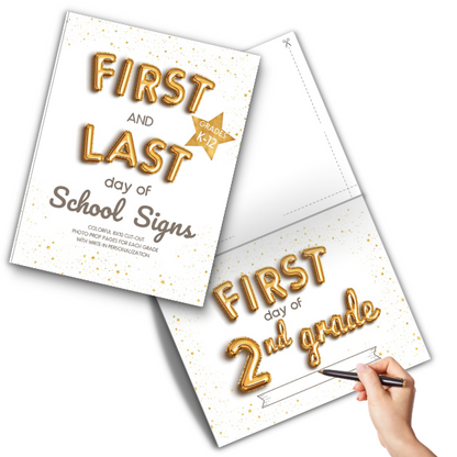 Buy Now on Amazon - Printed Book with First Day of School and Last Day of School signs - Foil Balloon theme design