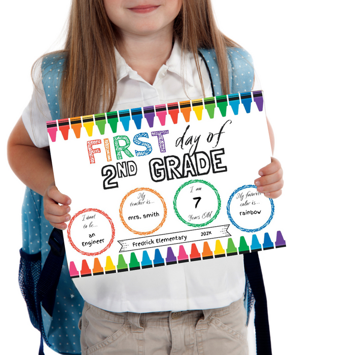 Buy Now on Amazon - Printed Book with First Day of School and Last Day of School signs - crayon theme design