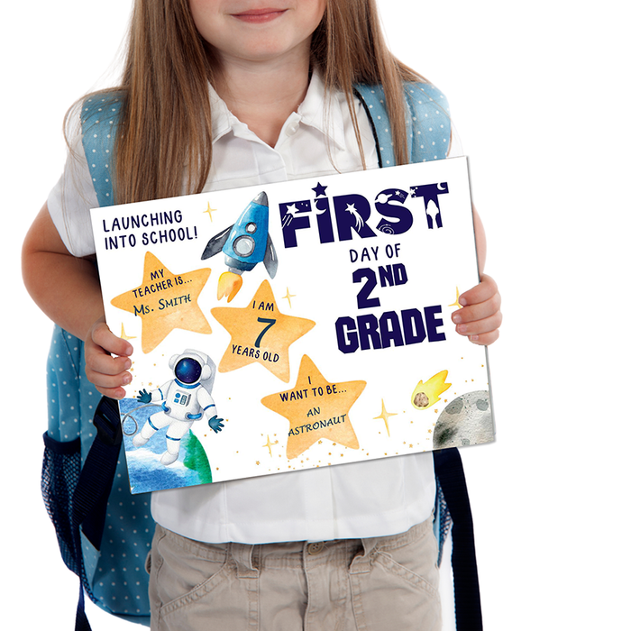 Buy Now on Amazon - Printed Book with First Day of School and Last Day of School signs - Space theme design