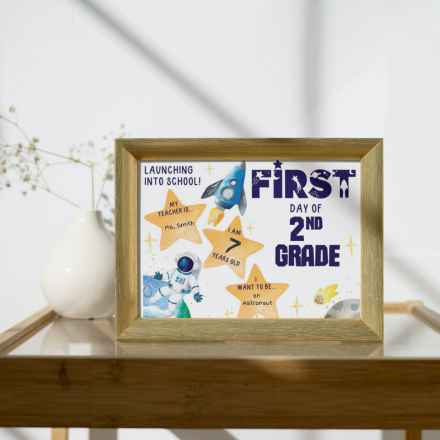 Buy Now on Amazon - Printed Book with First Day of School and Last Day of School signs - Space theme design